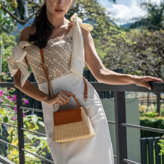 Cartera de Mimbre y Cuero Sintético