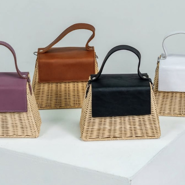 Cartera de Mimbre y Cuero Sintético